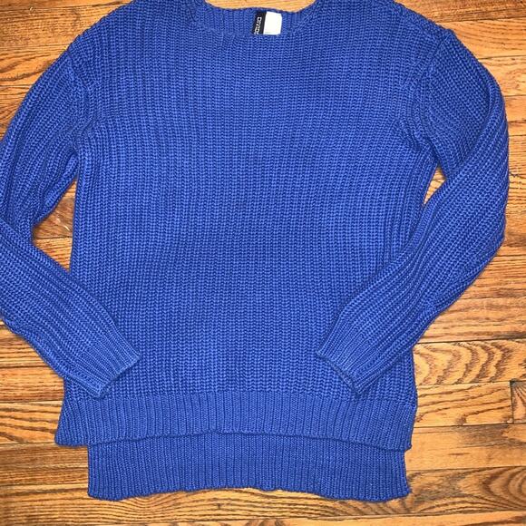 H&M ROYAL BLUE OVERSIZED RIBBED COTTON SWEATER 2 - Picture 1 of 8